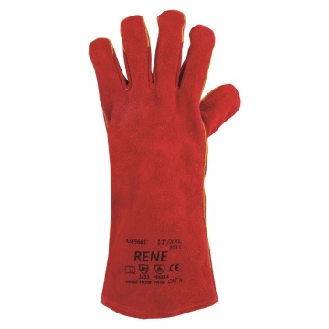Manusi de protectie pentru sudura RENE, piele spalt bovina, manseta lunga, protectie mecanica si termica - Img 3