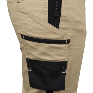 Pantaloni cu pieptar Sand, de dama, din bumbac elastic, cu insertii Cordura, pentru logistica si industrie - Img 4