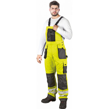 Pantaloni de lucru cu pieptar Formen, HiVis, benzi reflectorizante, buzunare scule, talie si bretele reglabile