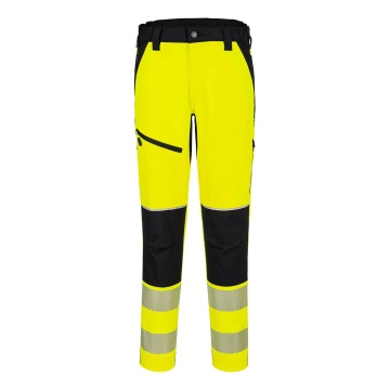 Pantaloni de lucru Hi-Vis stretch T140 PW3, cu genunchi ranforsati si benzi reflectorizante