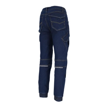 Pantaloni de lucru in talie JEANS610-T, denim cu elastan, buzunare pentru genunchiere, talie elastica si elemente reflectorizante - Img 9