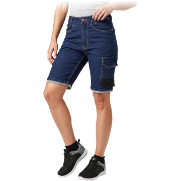 Pantaloni de lucru scurti dama JEANS-L777-TS, denim cu elastan, insertii Cordura