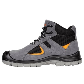 Bocanci protectie cu bombeu metalic, Kastor 2.0 Grey Mid S1, piele velur, gri, cu protectie la glezna - Img 2