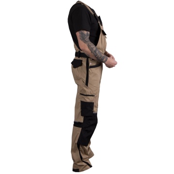 Pantaloni cu pieptar Desert, pentru barbati, din bumbac si elastan, cu insertii Cordura, pentru constructii si industrie - Img 9
