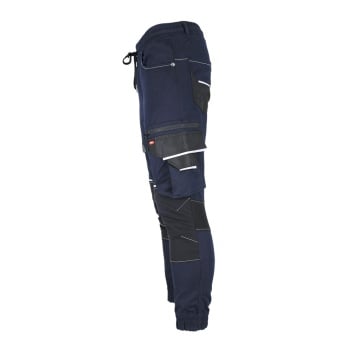Pantaloni de lucru barbati, in talie Flexzone, 60% bumbac, 37% poliester, buzunare multiple, cu genunchi preformati, mansete elastice la baza pantalonilor, all-season, bleumarin - Img 8