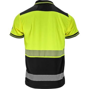 Tricou polo reflectorizant IGUANA din poliester tip plasa, cu benzi reflectorizante segmentate si material fluorescent - Img 3
