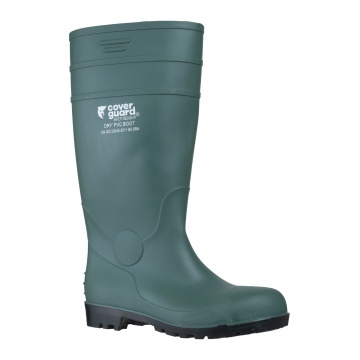 Cizme de protectie cu bombeu metalic, Dry PVC S5, lamela din otel anti-perforatie, talpa din PVC injectat, verzi