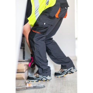 Costum de lucru ForWork – Jacheta si pantaloni cu întărituri, gri-portocaliu - Img 3