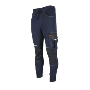Pantaloni de lucru barbati, in talie Flexzone, 60% bumbac, 37% poliester, buzunare multiple, cu genunchi preformati, mansete elastice la baza pantalonilor, all-season, bleumarin - Img 5
