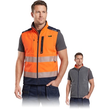 Vesta de protectie reversibila TWINSAFE, captusita cu polar, de inalta vizibilitate, galben fluorescent