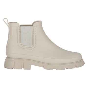 Cizme scurte ALLURE pentru femei, PVC, tip Chelsea, culoare bej - Img 3