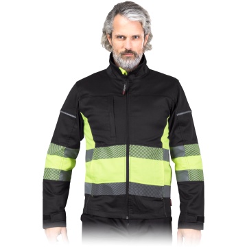 Jacheta de protectie BAX, material elastic, benzi reflectorizante, buzunare cu fermoar, vizibilitate sporita