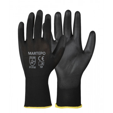 Manusi de protectie Martepo, poliester cu poliuretan negru, 3131X
