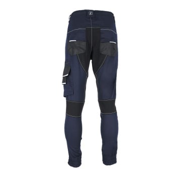 Pantaloni de lucru barbati, in talie Flexzone, 60% bumbac, 37% poliester, buzunare multiple, cu genunchi preformati, mansete elastice la baza pantalonilor, all-season, bleumarin - Img 2
