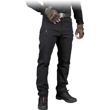 Pantaloni in talie de protectie Tactical Guard Gans, de barbati, tesatura rip-stop 65% poliester, 35% bumbac, buzunare multiple, all-season, negri