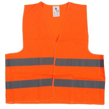 Vesta reflectorizanta HYS001, portocaliu neon, benzi reflectorizante, inchidere cu scai