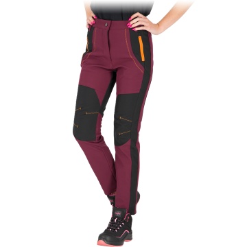 Pantaloni de lucru de dama, in talie Slender, material Softshell in 3 straturi, tehnologie 4-way stretch, croiala SLIM FIT, buzunare multiple, de toamna, violet/negru
