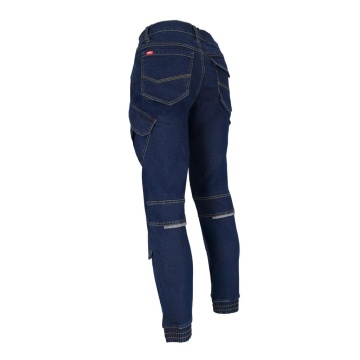 Pantaloni de lucru in talie JEANS610-T, denim cu elastan, buzunare pentru genunchiere, talie elastica si elemente reflectorizante - Img 7