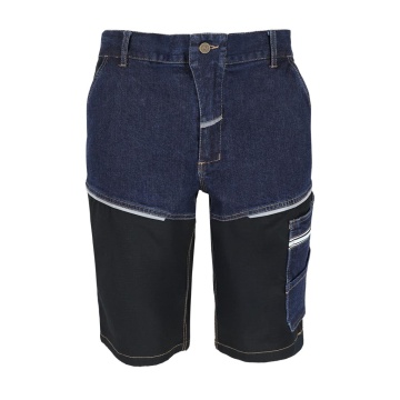 Pantaloni de lucru scurti JEANS204-TS, denim cu elastan, talie elastica, insertii Rip-Stop - Img 8