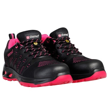 Pantofi de protectie de dama Race Pro Lady Low S1PS ESD, cu bombeu fibra de sticla, toamna/vara, negru/roz - Img 6