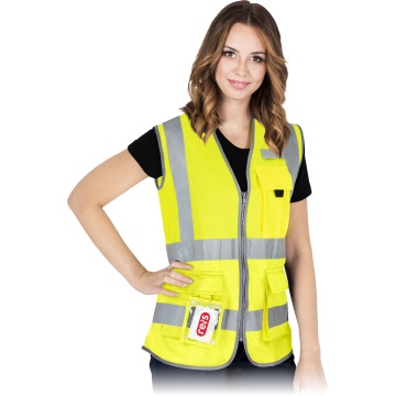 Vesta reflectorizanta pentru femei LADY, cu fermoar, buzunare si suport pentru ecuson