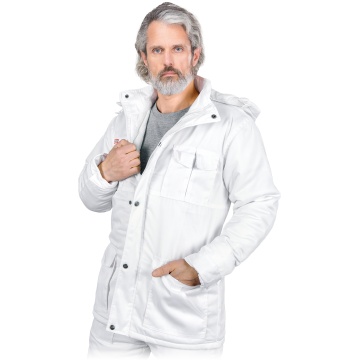 Jacheta de lucru KMO-WHITE pentru barbati, termoizolanta, matlasata, gluga detasabila