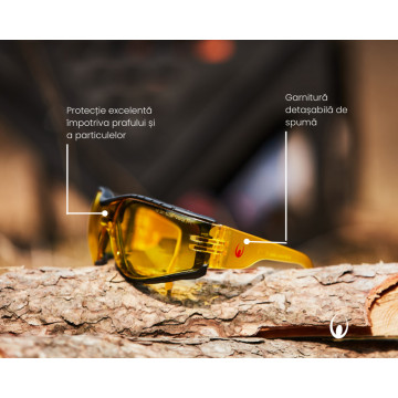 Ochelari de protectie BBQ Fog, galbeni, cu garnitura detasabila din spuma - Img 2