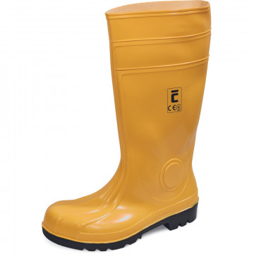 Cizme de protectie lungi, impermeabile, Eurofort S5, din PVC si nitril, cu bombeu metalic, galbene
