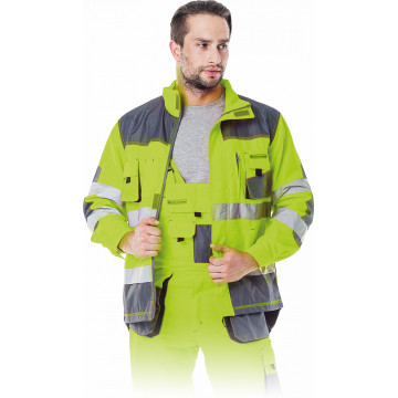 Jacheta de lucru Hi-Vis FORMEN, cu benzi reflectorizante, material fluorescent, sistem de ventilatie si buzunare multiple - Img 2