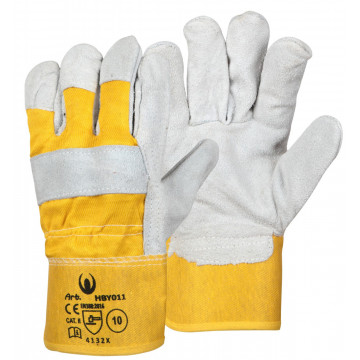 Manusi de lucru Easy Work HBY011, spalt gros de bovina si bumbac, EN 388 4132X, marimea 10