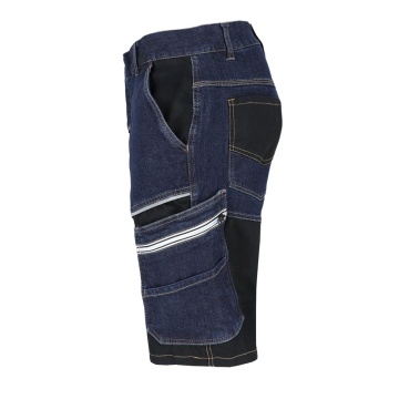 Pantaloni de lucru scurti JEANS204-TS, denim cu elastan, talie elastica, insertii Rip-Stop - Img 2