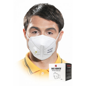 Semimasca de protectie cu supapa MAS-KN95V, alba, 10/set