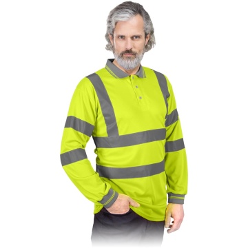 Tricou polo reflectorizant cu maneca lunga Fluo - Img 1