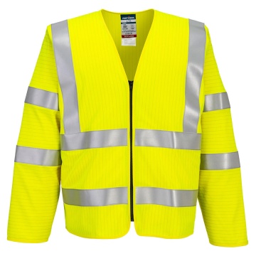 Vesta de lucru Hi-Vis FR616 Bizflame cu maneca lunga, ignifuga, antistatica, cu fermoar
