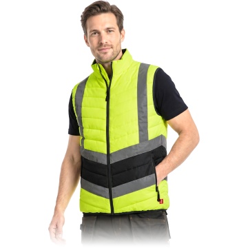 Vesta de protectie matlasata VIZION, impermeabila, de inalta vizibilitate, galben fluorescent