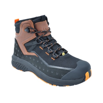 Bocanci de protectie Elite S3S ESD SC SR FO, cu bombeu din fibra de sticla, piele Crazy Horse, insertii Oxford, lamela antiperforatie, negru/maro - Img 2