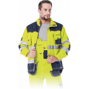 Jacheta de lucru Hi-Vis FORMEN, cu benzi reflectorizante, material fluorescent, sistem de ventilatie si buzunare multiple