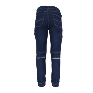 Pantaloni de lucru in talie JEANS610-T, denim cu elastan, buzunare pentru genunchiere, talie elastica si elemente reflectorizante - Img 8