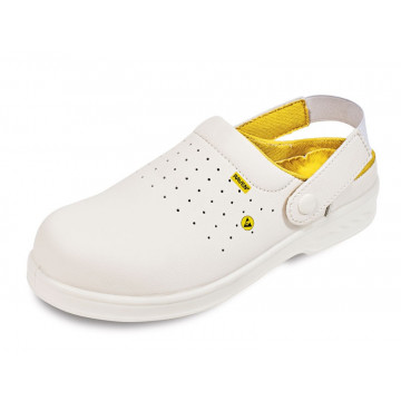 Sandale de protectie cu bombeu compozit Raven Clog ESD SB SRC, cu bareta pe calcai, material sintetic, albe