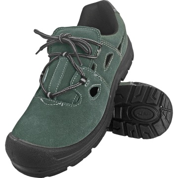 Sandale de protectie Lace S1 SRC, din piele intoarsa, bombeu metalic, talpa antiderapanta si antistatica, verde/negru