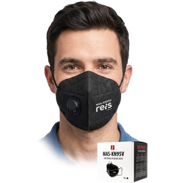 Semimasca de protectie cu supapa MAS-KN95V, neagra, 10/set
