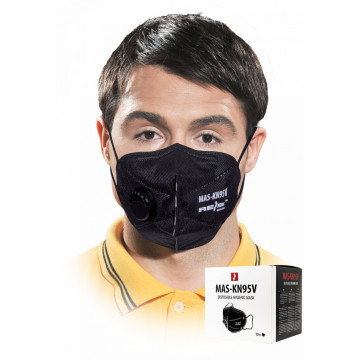 Semimasca de protectie cu supapa MAS-KN95V, neagra, 10/set