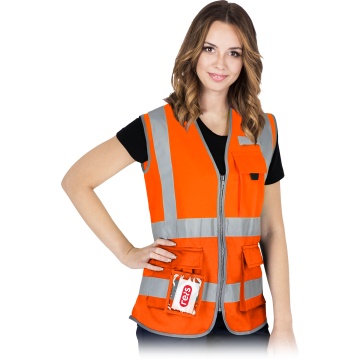 Vesta reflectorizanta pentru femei LADY, cu fermoar, buzunare si suport pentru ecuson - Img 1