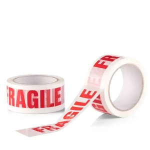 Bandă Adezivă FRAGIL, 48mm/60 Metri, Acril, Alb/Roșu