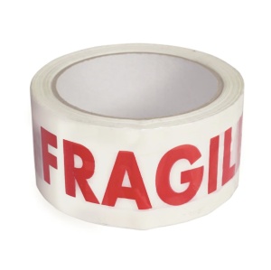 Bandă Adezivă FRAGIL, Low Noise, 48mm/60 Metri, Acril, Alb/Roșu