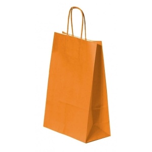 Pungă pentru Cadou, 260x350x120mm, 90 g/mp, cu Mânere Răsucite, Hârtie, Portocaliu