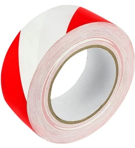 Bandă Adezivă pentru Avertizare, 48mm/50 Metri, Roșu/Alb - Siguranță și Avertizare Eficientă