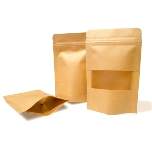 Pungi Stand Up cu Ziplock, 200×300×80 mm, Natur, 50 Buc/Set