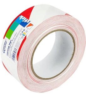 Bandă Adezivă pentru Avertizare, 48mm/50 Metri, Roșu/Alb - Siguranță și Avertizare Eficientă