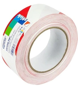 Bandă Adezivă pentru Avertizare, 48mm/50 Metri, Roșu/Alb - Siguranță și Avertizare Eficientă